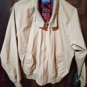 Lands End Classic Tan Jacket Size XL Full Zip Light Weight